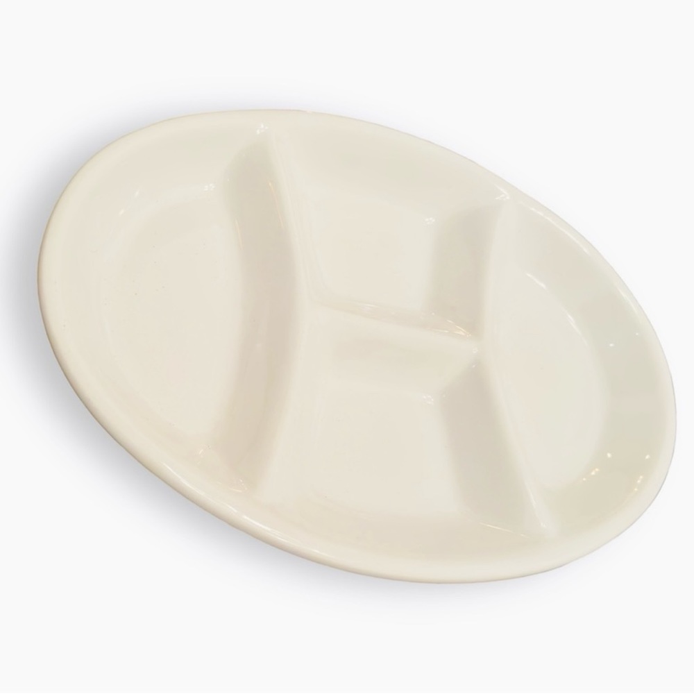 14”x10” White Oval Divided Serving Platter hors d'oeuvres Tray Appetizer Dish